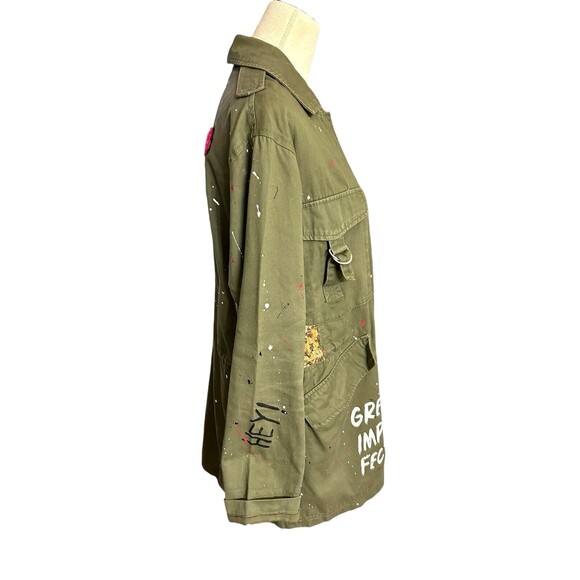 Zara Trafaluc Anorak Utility Jacket Army Green Sequin Embroidered Full Z… - Picture 6 of 13